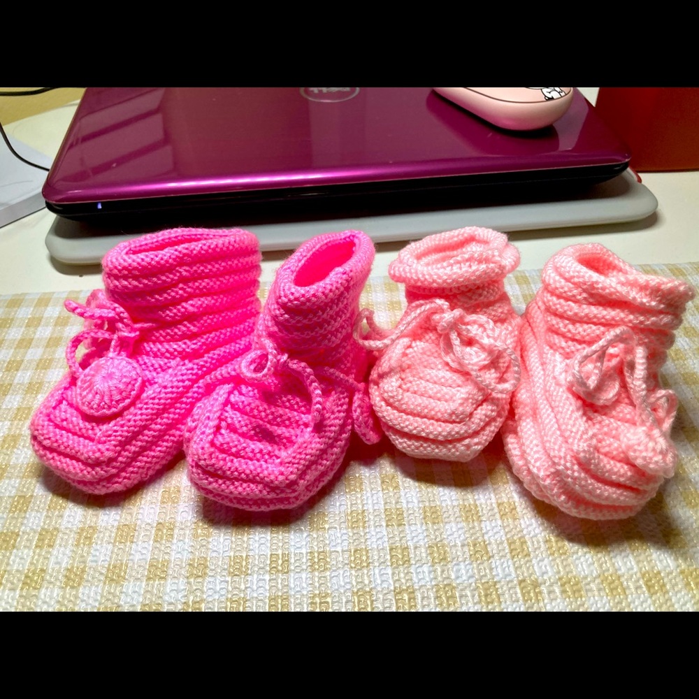 Grandma’s handmade baby girl socks boots